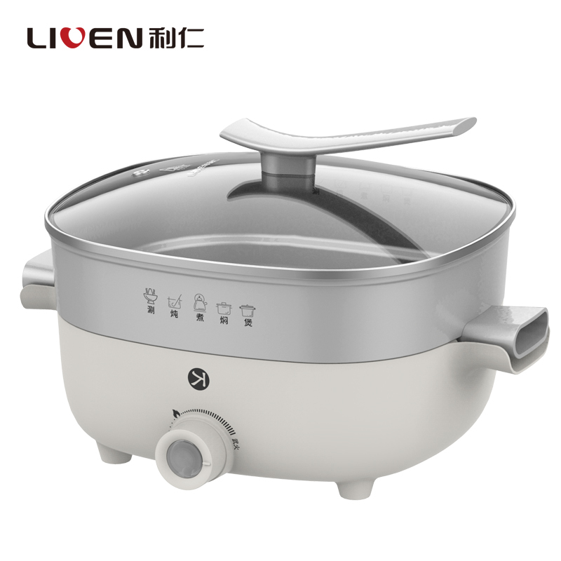 利仁(Liven)电火锅家用多功能5.5L电火锅电热锅不粘涂层涮煮炖煎烤焖1500W火力可调电煮锅电炒锅DHG-X551