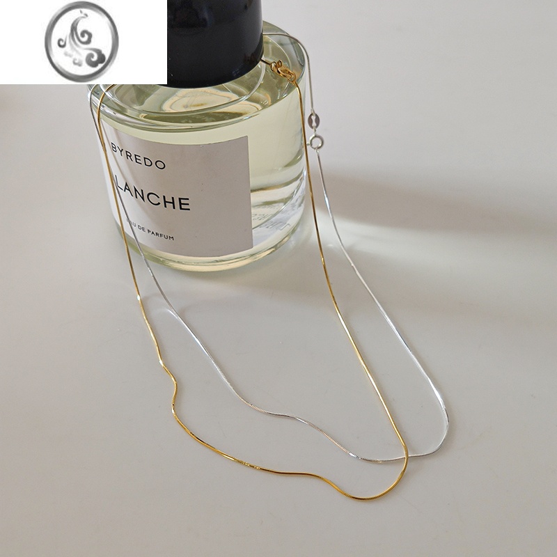 JiMi细链条通体925银银项链不过敏蛇骨链简约叠戴锁骨链ins小众设计女 40+5cm延长链版银色