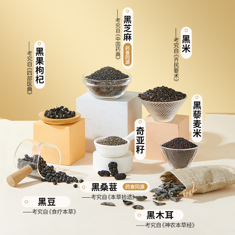 燕之坊芝麻桑葚黑八宝450g黑芝麻黑豆枸杞桑葚8重黑营养一次补齐高纤维高蛋白营养早餐代餐粉高清大图