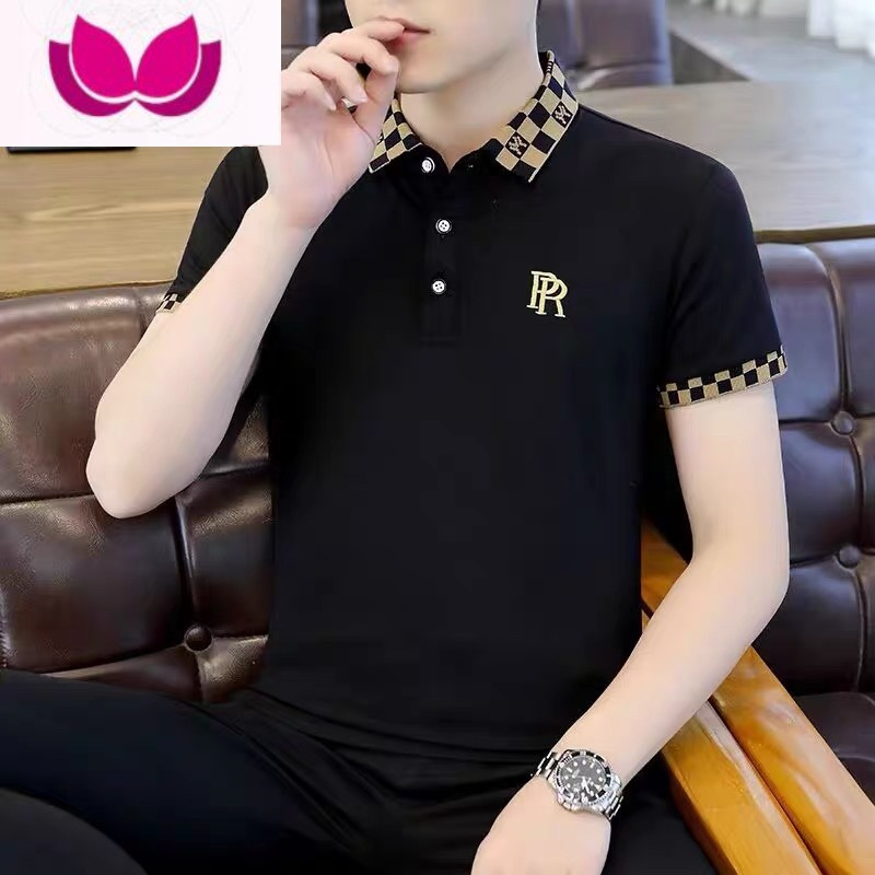 七斓polo衫男士短袖翻领T恤夏季休闲修身半袖衬衫领休闲潮流男装上衣
