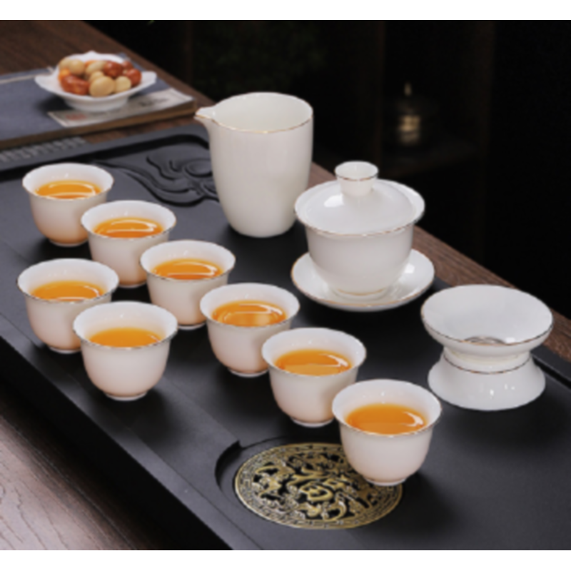 山水(SANSUI) 中国白瓷茶杯羊脂玉茶具高档轻奢办公室会客高清大图