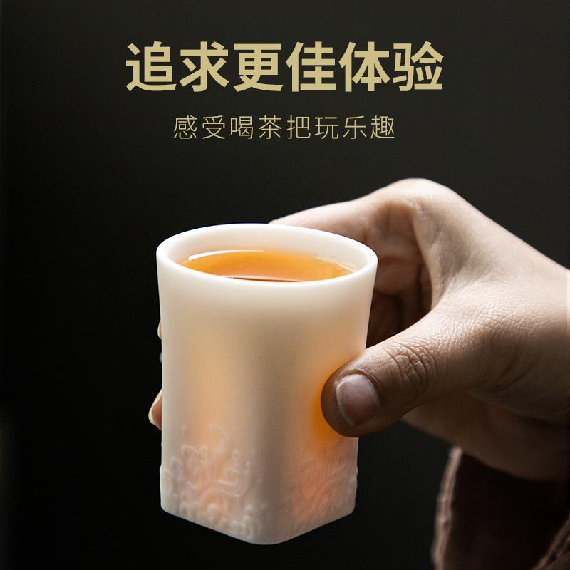 家柏饰(CORATED)羊脂玉茶杯单个品茗杯白瓷浮主人杯家用饮茶杯礼盒装190149