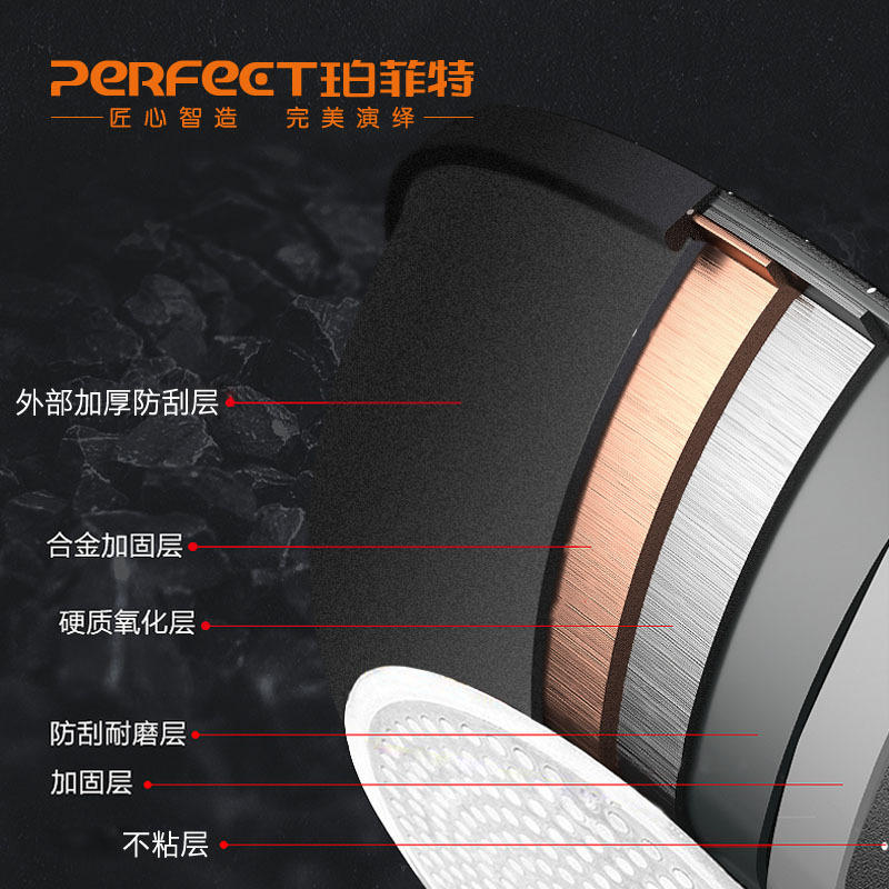 PFT-8115 等离子无烟不粘炒锅32CM(含盖彩盒装) 等离子技术区别其他不粘锅 耐磨十倍 合金铸造 轻松颠勺