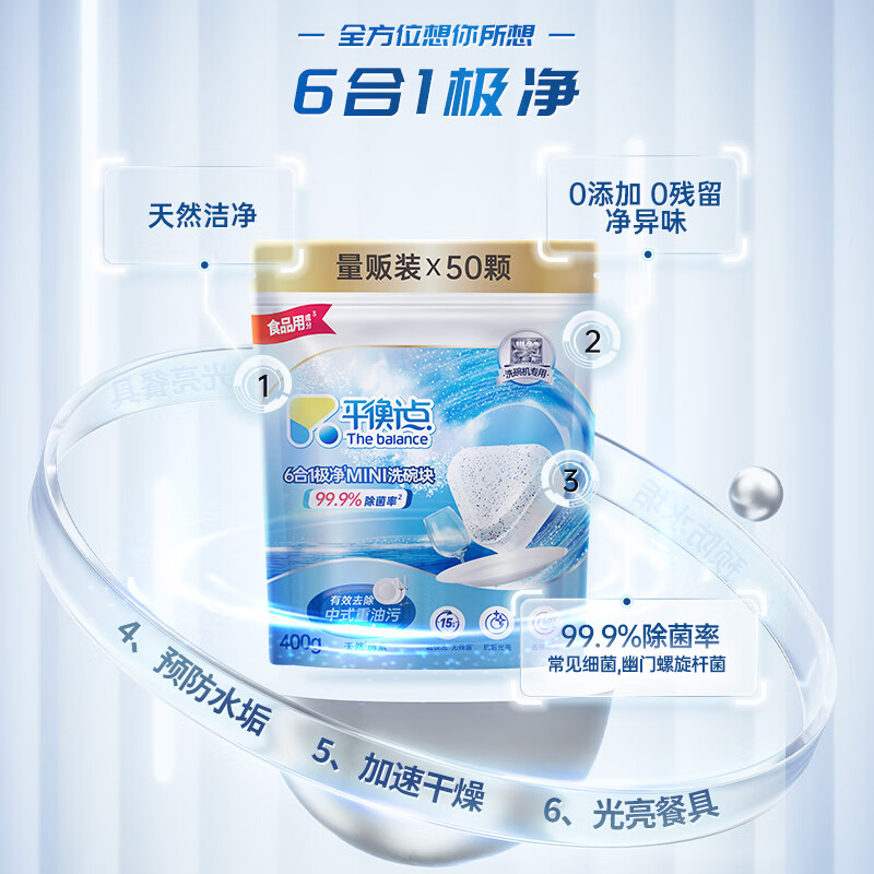 平衡点立白洗碗块50颗 洗碗机专用洗涤剂清洁块洗碗盐洗碗粉凝珠三合一高清大图