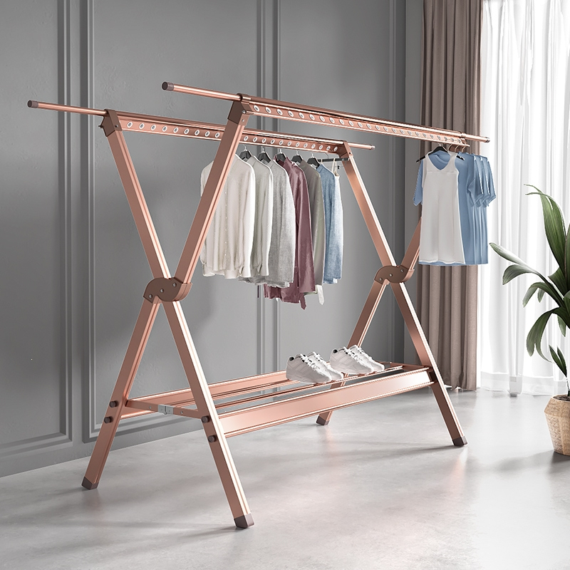 古达晾衣架落地折叠室内家用阳台室外晒衣服的架子伸缩式挂衣架晒被子