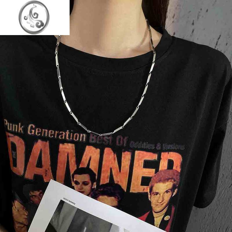 JiMi银色菱形钛钢项链男女潮牌百搭高级设计感锁骨链轻奢小众链子配饰