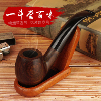 瑞仕兹 实木烟斗父亲节礼物实用送爸爸男士手工烟锅老式便携黑檀木旱烟斗复古老式斗配件过滤烟具