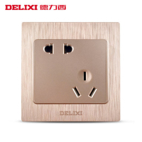 DELIXI德力西86型开关插座760拉丝金开关插座二三插五孔usb斜五孔一开单控墙壁电源插座带开关插座套餐