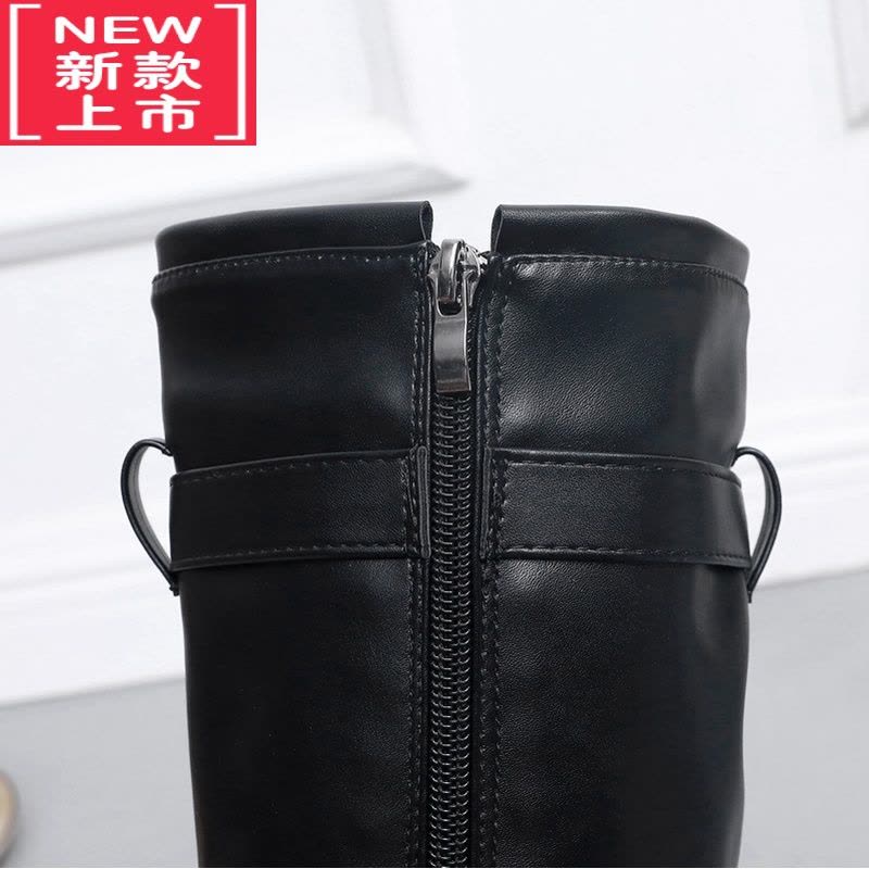 可莉允小学生女童靴子拉链秋冬季长靴儿童马丁靴长筒女孩皮靴加绒高筒靴图片