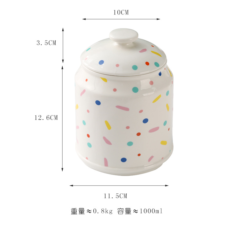 梵澜狸家用陶瓷储物罐TA42 个 彩点 1000ml