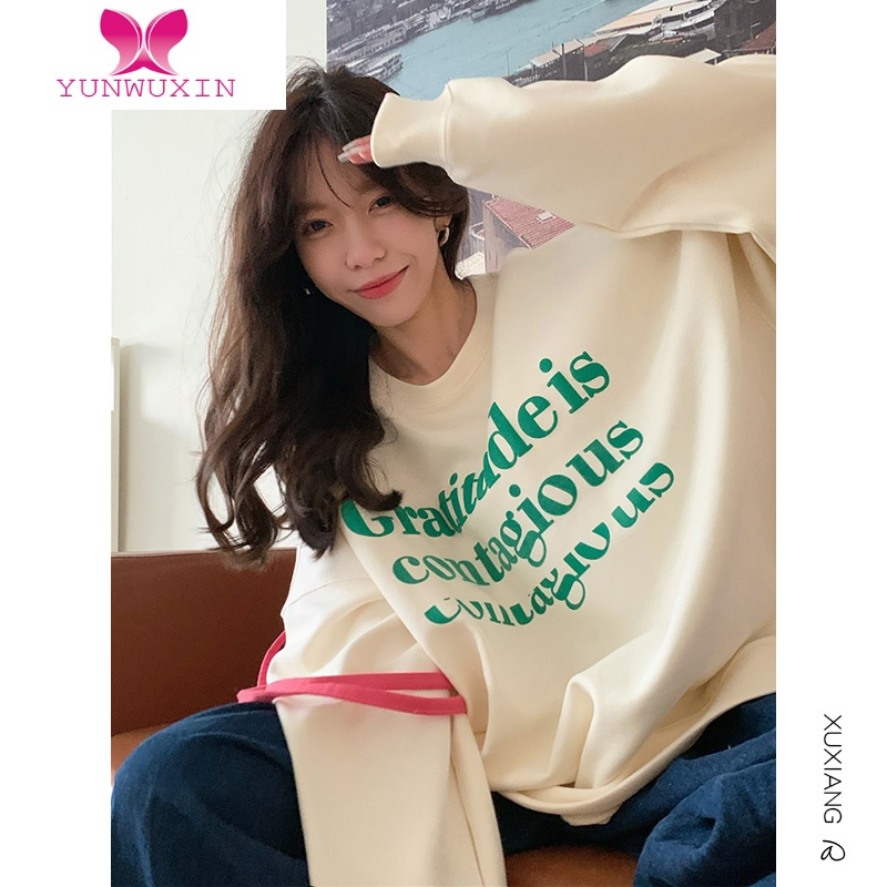 YUNWUXINoversize紫色无帽正肩卫衣女秋装2022年新款宽松外套上衣山东即墨
