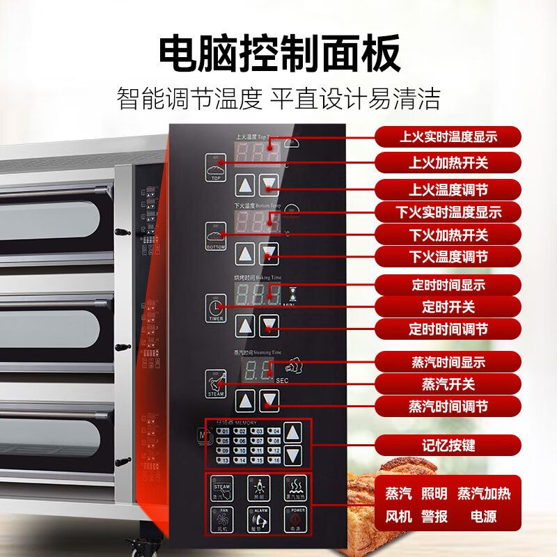 喜莱盛电烤箱商用两层四盘型专业烤炉蛋糕面包软包欧包烘炉工程款XLS-2K4P高清大图