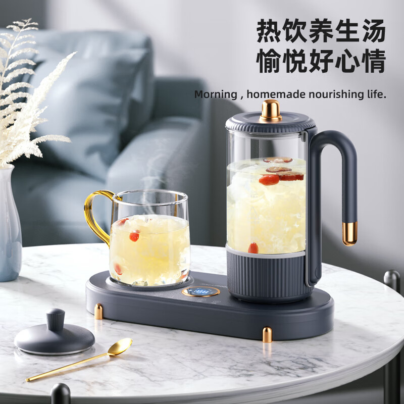 迈卡罗(MACAIIROOS)多功能养生壶套装 0.6L容量养生杯煮茶器高硼硅玻璃恒温烧水壶 MC-YS06B高清大图