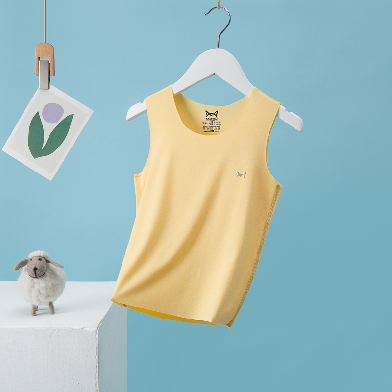 猫人莫代尔粘纤儿童背心夏季薄款中大童男孩无袖t恤无痕内穿男童背心