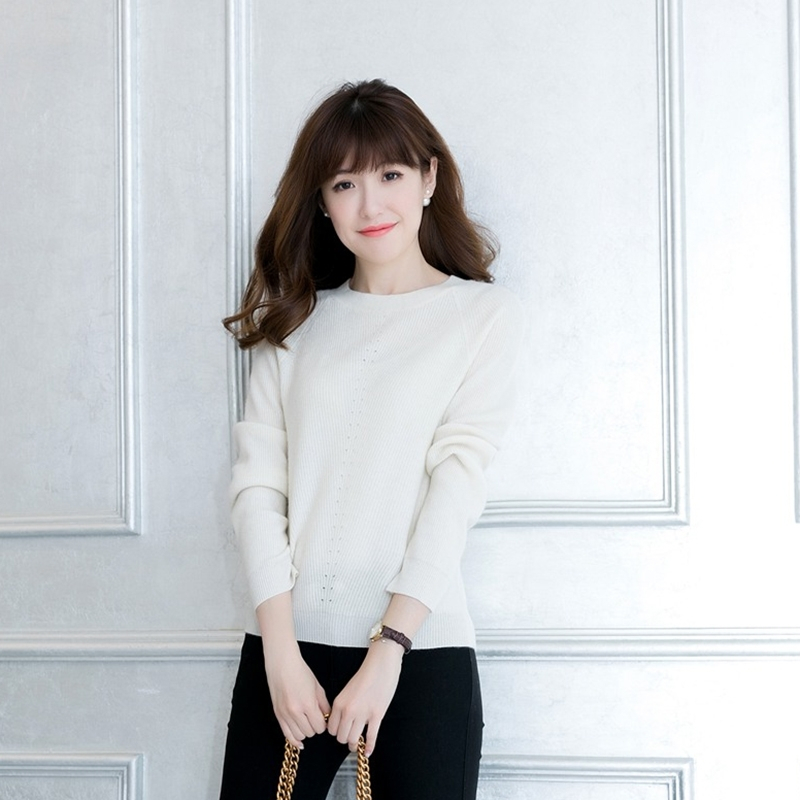 2018新秋冬厚款圆领羊绒衫女纯色弹力羊毛衫女毛衣简约保暖打底衫