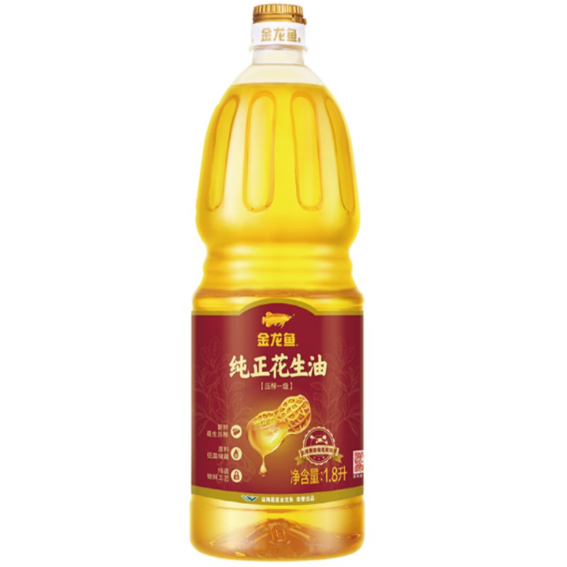 金龙鱼黄金比例零反式脂肪酸一级压榨纯正花生油 1.8L高清大图