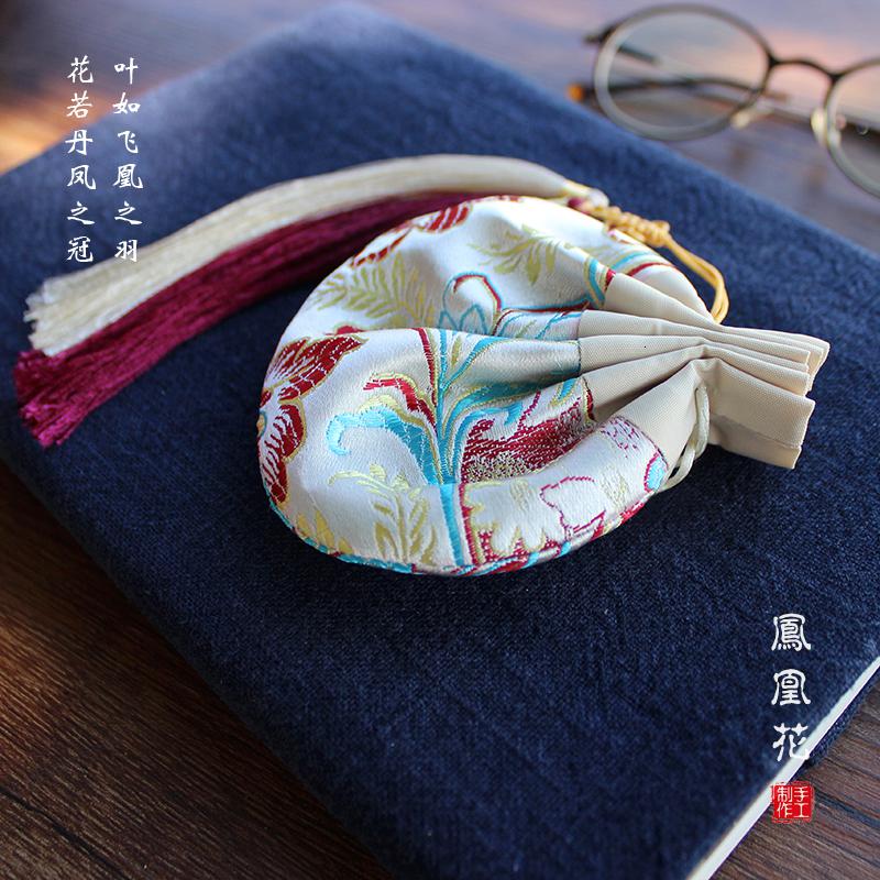 家柏饰(CORATED)手工刺绣香包香囊汉服配饰古风汉服荷包流苏随身腰佩装饰配饰车挂 蓝色雅竹[仅空袋]高清大图
