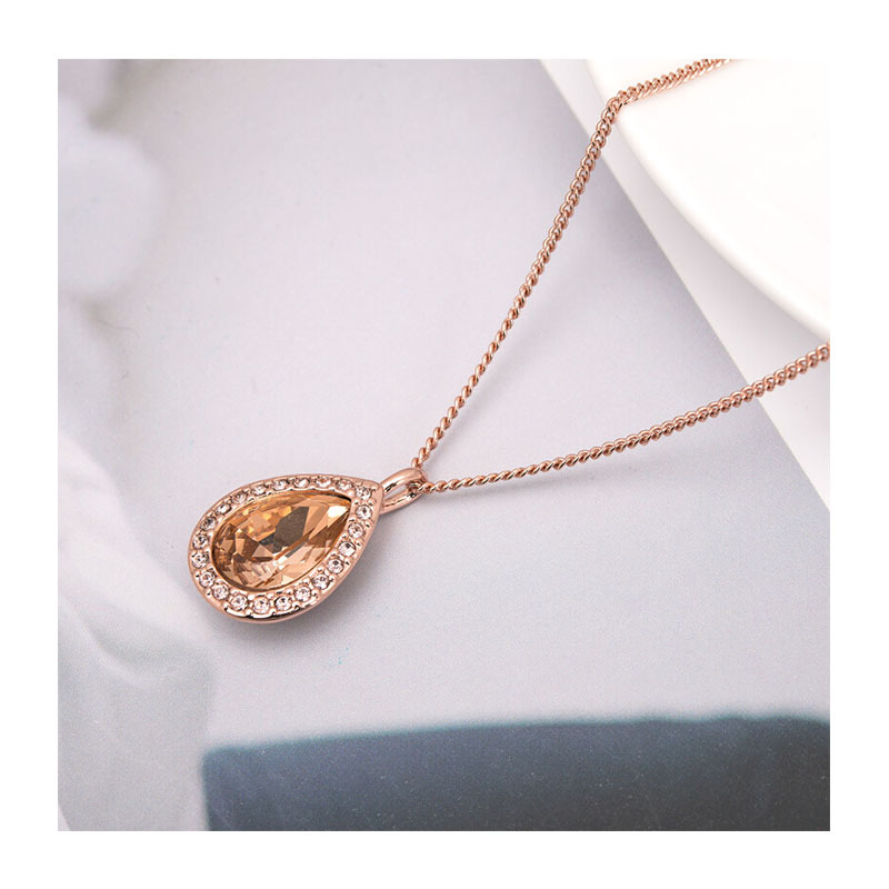 givenchy纪梵希华贵款玫瑰金色水滴型仿水晶女士项链