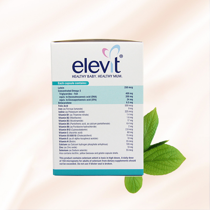 [提高哺乳质量][张歆艺同款]elevit 爱乐维 哺乳黄金素 60片/瓶 澳洲进口叶酸复合维生素 100克高清大图