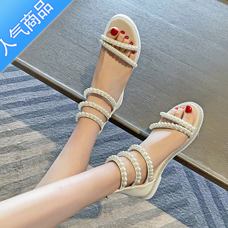 SUNTEK凉鞋女平底2023年夏季新款百搭网红仙女风配裙软底罗马港风ins潮高清大图