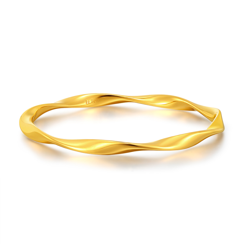 新金珠宝黄金手镯5d硬金首饰莫比乌斯镯足金镯子结婚传承