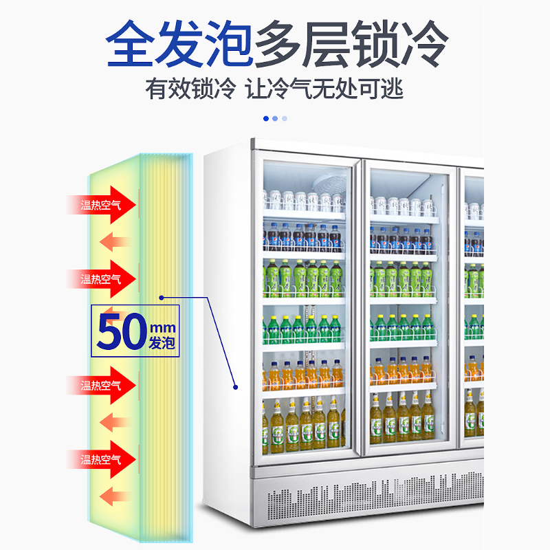乐创(lecon)冷冻饮料柜下置大容积立式双门嵌入式便利店果蔬水果保鲜柜 LC-J-ZSD02高清大图
