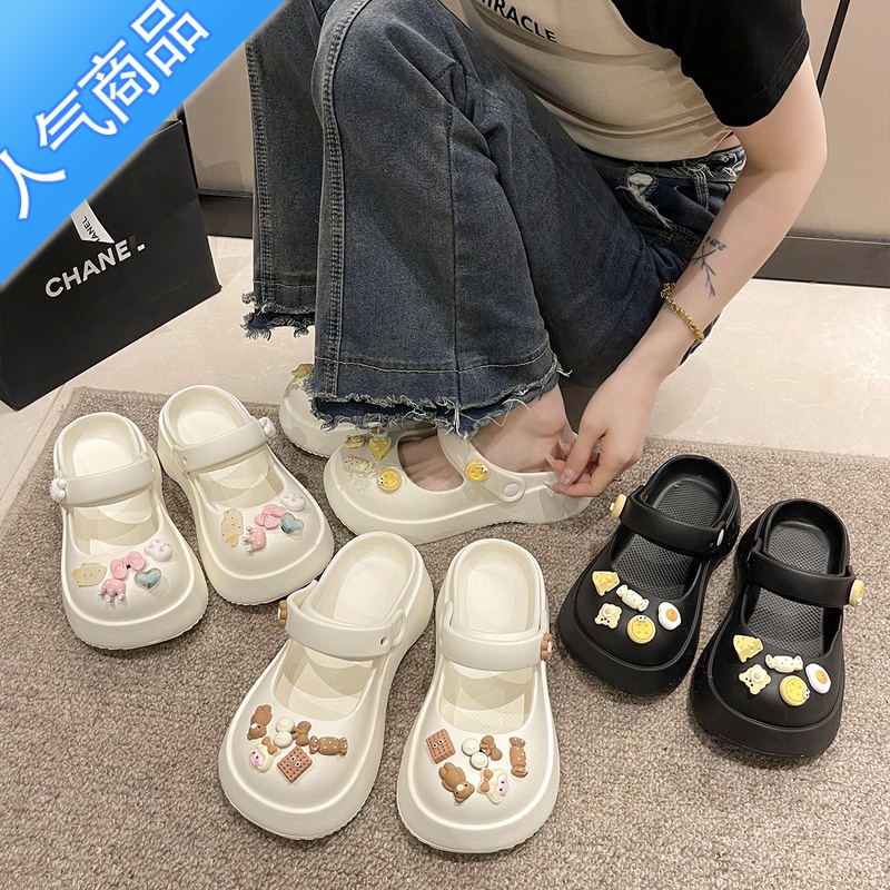 SUNTEK玛丽珍洞洞鞋女款海边沙滩凉鞋2023年新款包头厚底拖鞋女夏季外穿高清大图