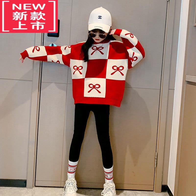 可莉允女童毛衣冬装2022新款洋气女孩儿童套头针织衫中大童秋冬时髦上衣图片