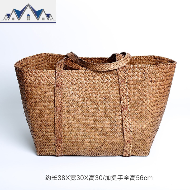 KENS浴室大号脏衣提篮洗衣篓编织手提袋 北欧创意家居编收纳篮 三维工匠 咖啡色