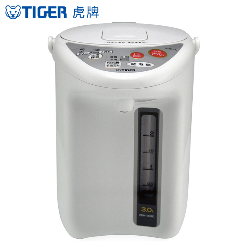 虎牌(tiger)电热水瓶PDH-A30C 白色 3L微电脑电热水壶 三段保温热水壶 自动去氯节能 节能定时保温水瓶高清大图
