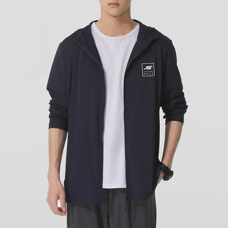 Skechers斯凯奇男子新款时尚户外冲锋外套梭织连帽运动夹克L323M127-00QV ZP高清大图