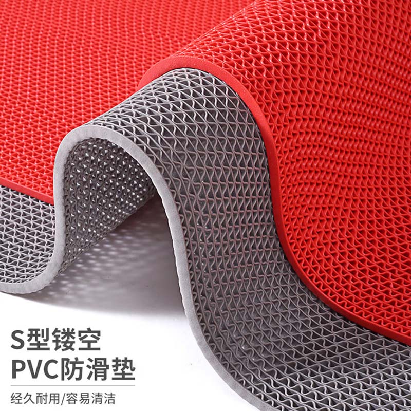 金诗洛 S型PVC镂空地毯 塑胶防水泳池垫浴室厕所防滑垫 4.5厚1.2m宽*1m灰色 JM0020高清大图