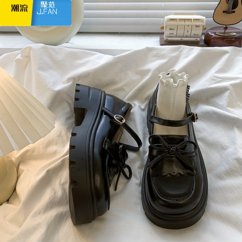 聚范棕色复古英伦风厚底小皮鞋女2024秋季新款日系jk配裙子玛丽珍单鞋高清大图