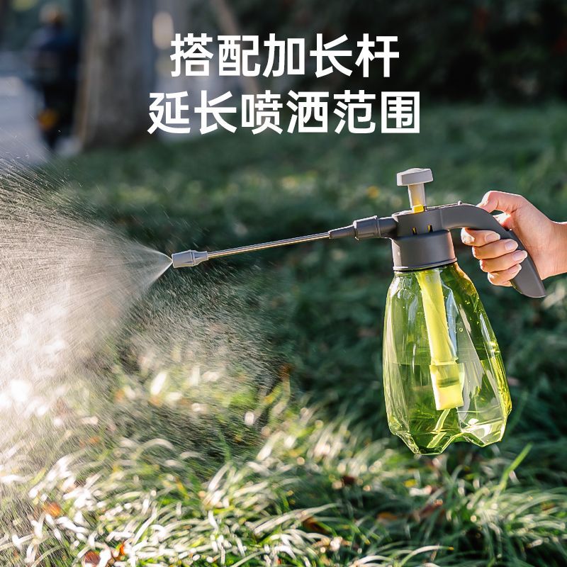 手动气压式浇花喷壶洒水壶浇水壶园艺工具喷雾器喷水壶花洒小喷壶-【园艺喷壶】;1500毫升【短嘴+长嘴】灰