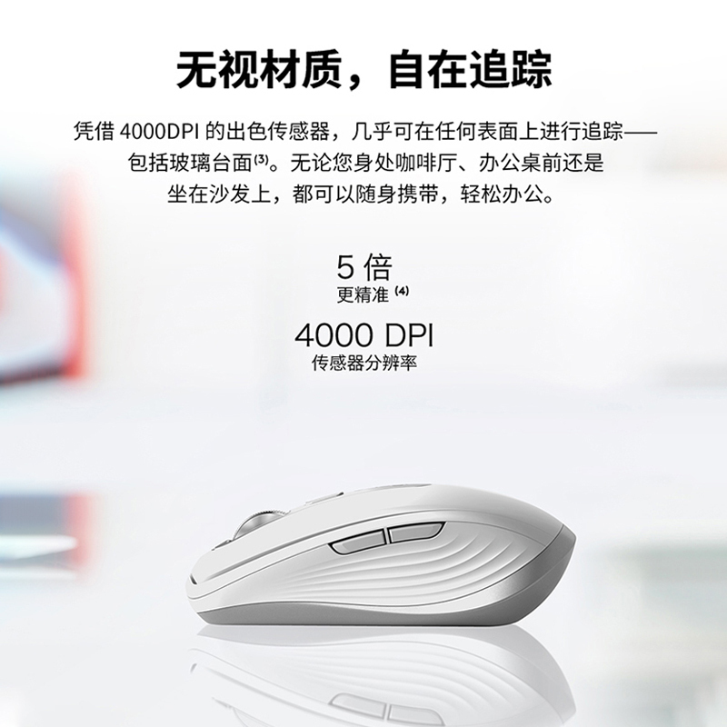 罗技(Logitech) MX Anywhere3无线蓝牙便携高性能鼠标智能出差办公专用电磁滚轮充电电池-石墨黑