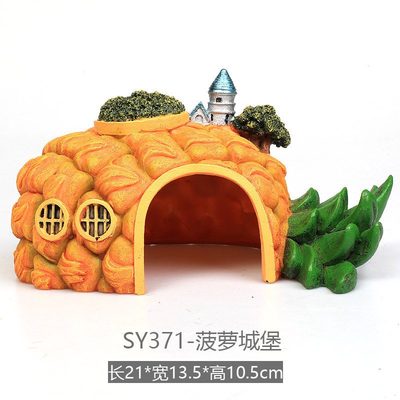 鱼缸造景装饰海绵宝宝公仔水族箱卡通树脂小摆件鱼虾躲避屋