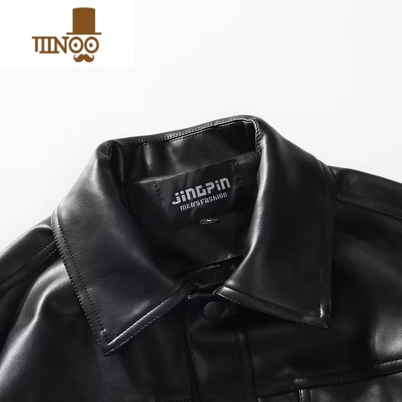 YANXU机车PU皮衣男士潮牌宽松防风皮夹克男装感复古休闲外套图片