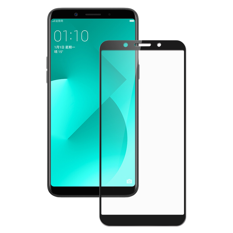 【送手机壳】oppoa1钢化膜全屏玻璃贴膜丝印黑色oppo手机保护膜