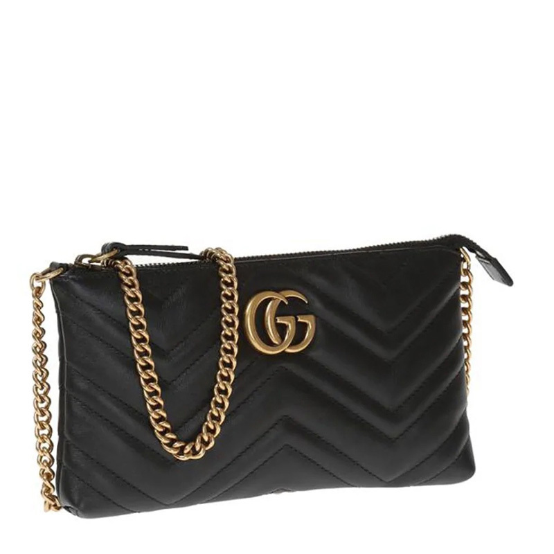 [畅享]GUCCI 古驰 女士皮革黑色单肩包斜挎包 443447-DRW1T-1000