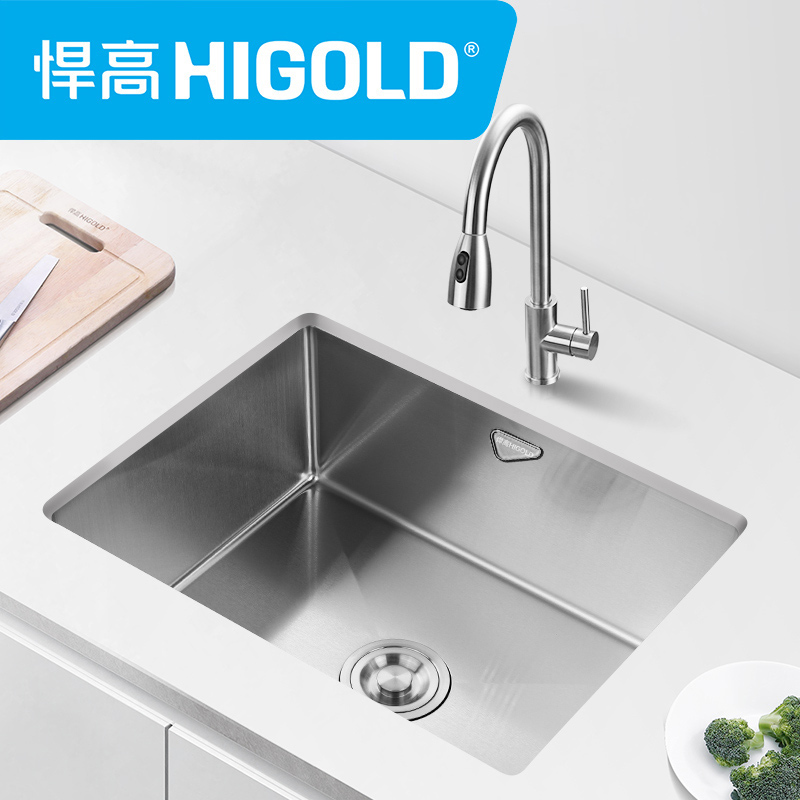 悍高304不锈钢水槽大单槽手工洗菜盆厨房嵌入式台下盆洗碗槽水池高清大图