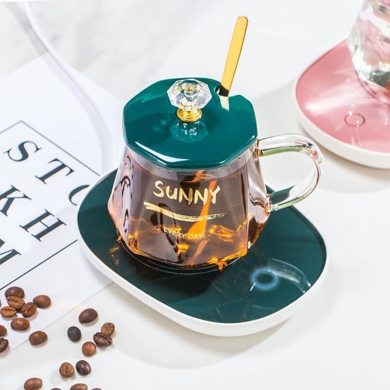 恒温玻璃杯子透明带把咖啡杯情侣水杯女家用茶杯伴手礼马克杯带盖