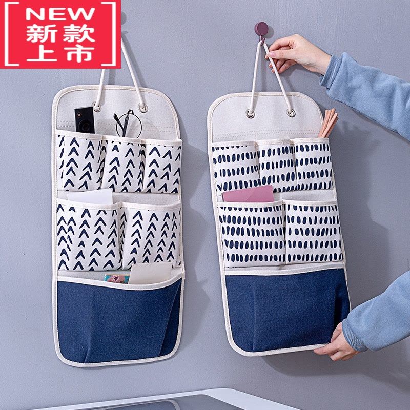 可莉允棉布艺壁挂收纳袋挂墙上悬挂式挂袋宿舍门后墙挂式器手机置物袋图片