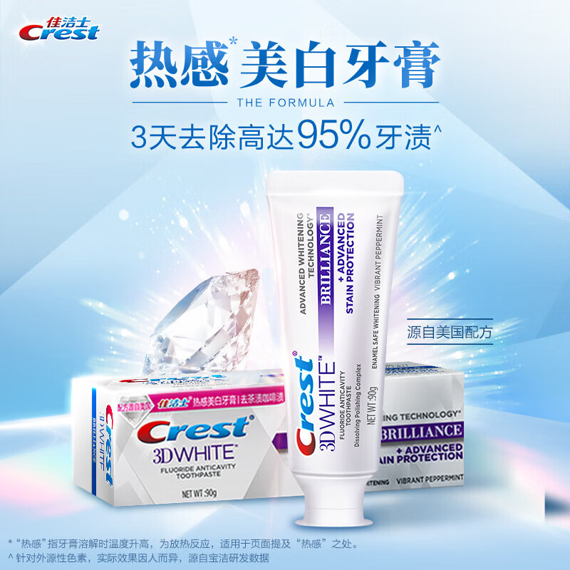 佳洁士 3D钻亮炫白牙膏(热感美白)90g高清大图