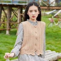 唐狮秋季新款连衣裙长款碎花小清新仙女裙子宽松针织马甲