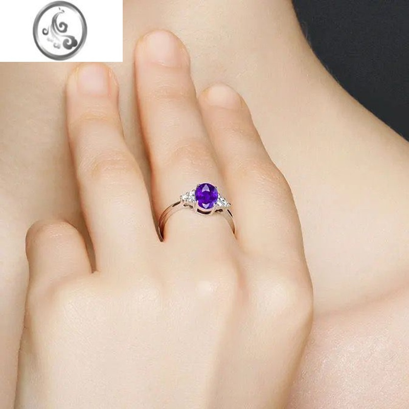 JiMiS925镀银戒指祖母绿蓝水晶红宝石红玛瑙可调节女款活口指环送女友