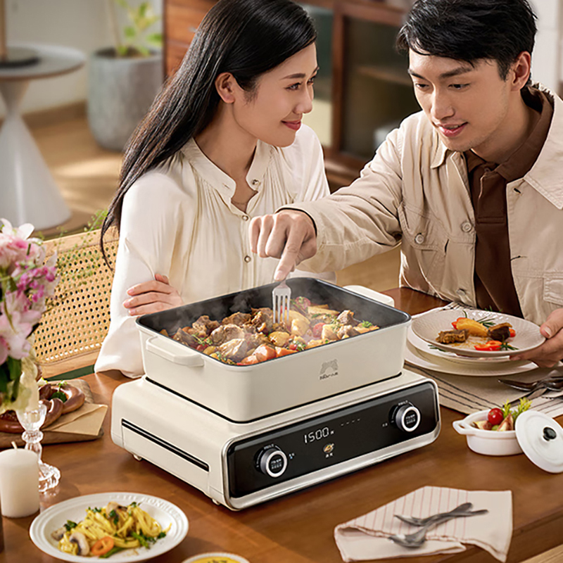 小熊电烤盘6L折叠多功能电火锅多用途烤涮一体料理锅DKL-N21P2高清大图