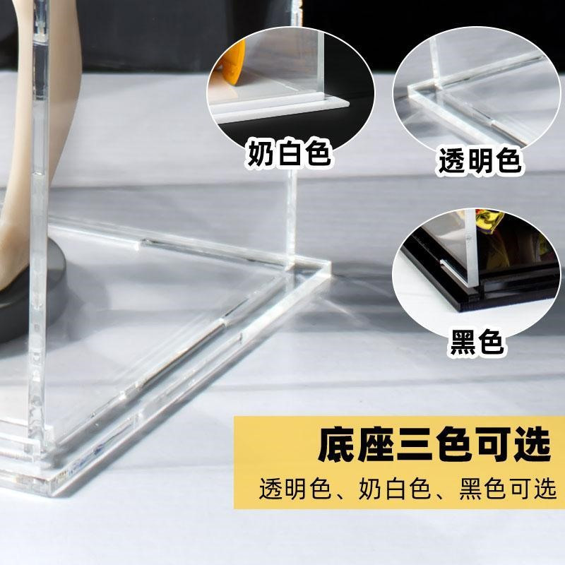 高10cm 透明底:长10*宽10cm 鑫隆开门式亚克力手办展示盒玩具模型防尘玻璃罩透明盒子人仔积木