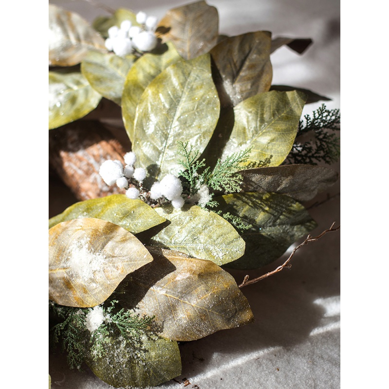 美帮汇圣诞节花环花带缠绕藤条挂件挂diy装饰品场景布置挂饰摆件 冰柏玉兰叶装饰花艺(缠绕垂带)高清大图