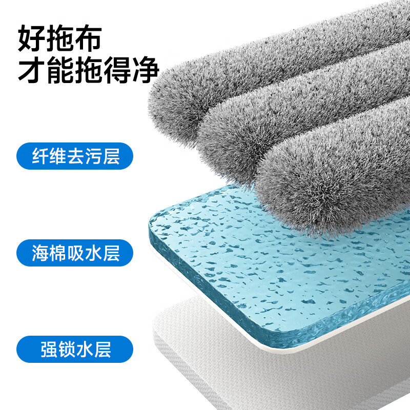 五月花平板拖把45cm2块配布 带刮条可夹配布免手洗家用干湿两用地拖高清大图