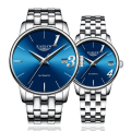 卡梭(KASSAW)手表自动机械表情侣表防水时尚商务男表女表情侣手表一对1314 银色蓝面钢带一对